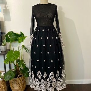 Elegant Black and Grey/ White Midi/ Maxi Dress